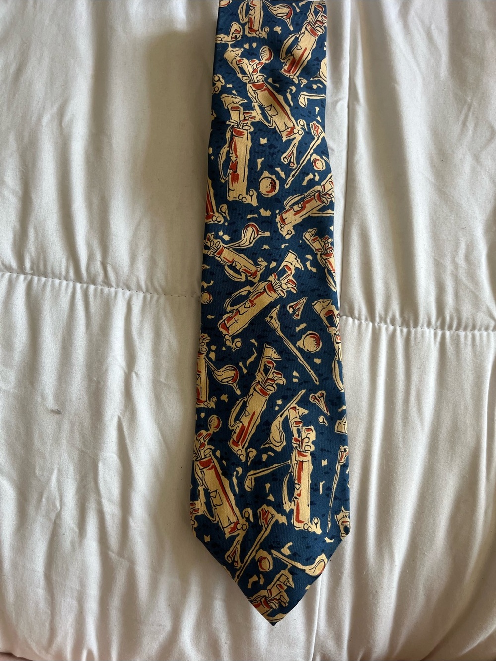 Givenchy Navy Tie with Cream and Red Golf Motif